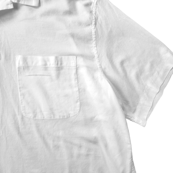 BANANA Republic White Organic Cotton Relaxed Fit Top Johnny Collar - Picture 5 of 9